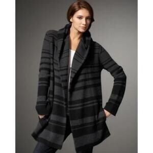 Vince Sophie Hooded Wool YAK Blend Black Charcoal Coatigan Sweater Size Small